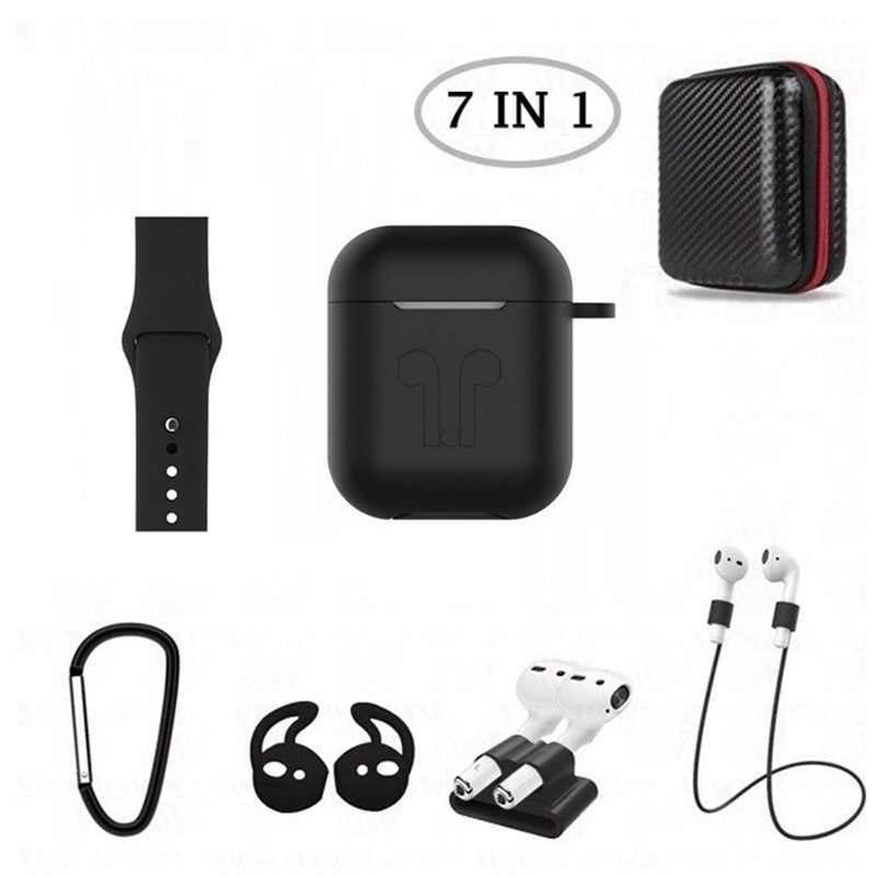 Étui en silicone 7 en 1 avec bracelet de montre en silicone pour AirPods 1 2 (1ère 2ème génération) Étui en silicone 7 en 1 avec bracelet de montre en silicone pour AirPods 1 2 (1ère 2ème génération)
